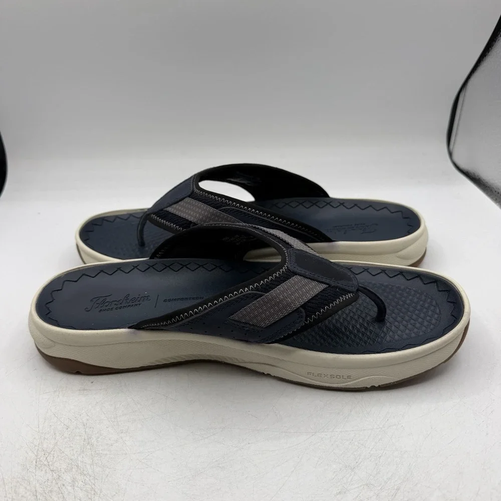 Florsheim Tread Lite Thong Sandals Mens Sz 12 W WIDE Navy Flip Flops 14363-410
